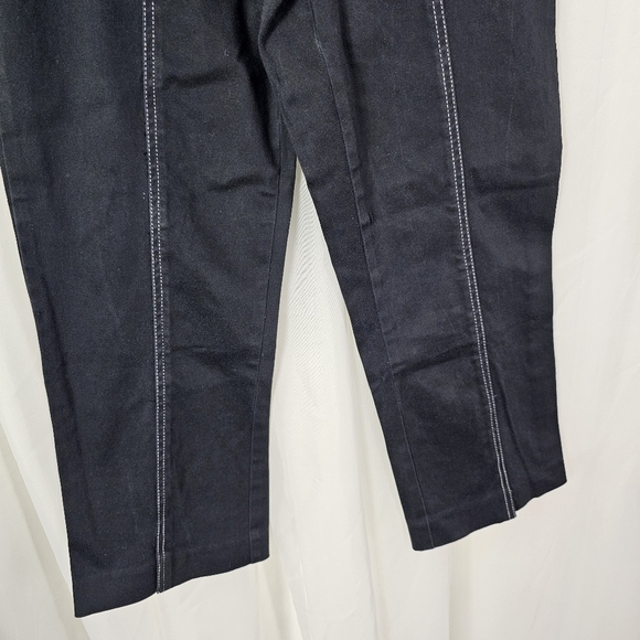 Cache y2k black capri sailor flap pants white stitching large silver buttons 4 - Picture 3 of 9